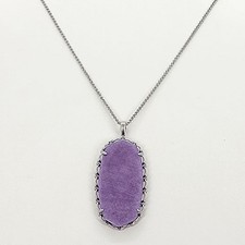 Nuevo Collar Colgante Largo Kendra Scott Macramé Reid Plata En Mica Púrpura