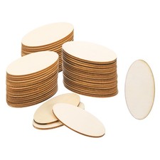 60x30x2mm Wood Pieces, 60 Pack Unfinished Oval Wood Shapes Wooden Cutouts