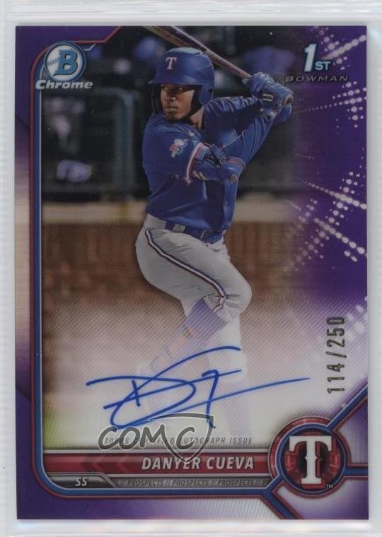 2022 Bowman Chrome Prospect Purple Refractor /250 Danyer Cueva #CPA-DCA Auto 7s2