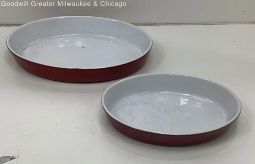 Emile Henry Red White Classic Ceramic Ovenware Casserole Dishes Pair