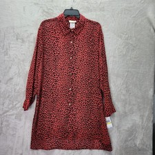 Michael Kors Swim CoverUp Womens Size XS Sea Coral Red Leopard Print Sheer Beach