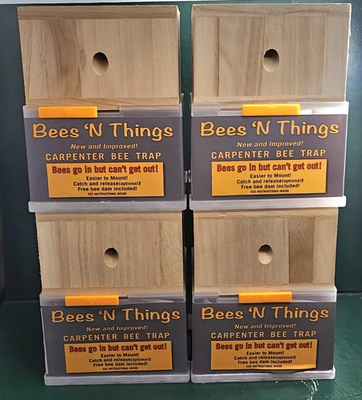 #ad 4 Carpenter Bee Traps Wooden Outdoor Wasp Hornet Yellow Jacket Bee Killer Cage $65.99