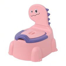 Pink Dinosaur Potty Training Toilet Chair W/ Lid Toddler Splash Guard 1-3 Yrs