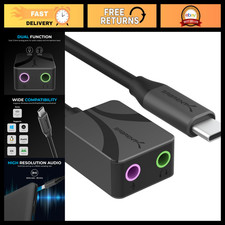 USB-C to 3.5mm Audio Adapter, USB Sound Card, Mono Microphone for Headphones