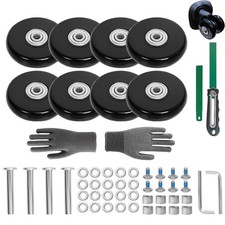 Luggage Replacement Wheels Set 8Pcs 2.13"x0.55"  54mm x 14mm  with
