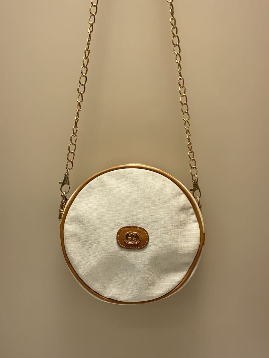 GUCCI white leather shoulder bag with total pattern pre-owned