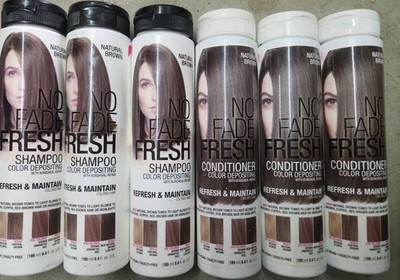 6 X No Fade Fresh Color Depositing 3 Shampoo & 3 Conditioner Natural Brown 6.4fl
