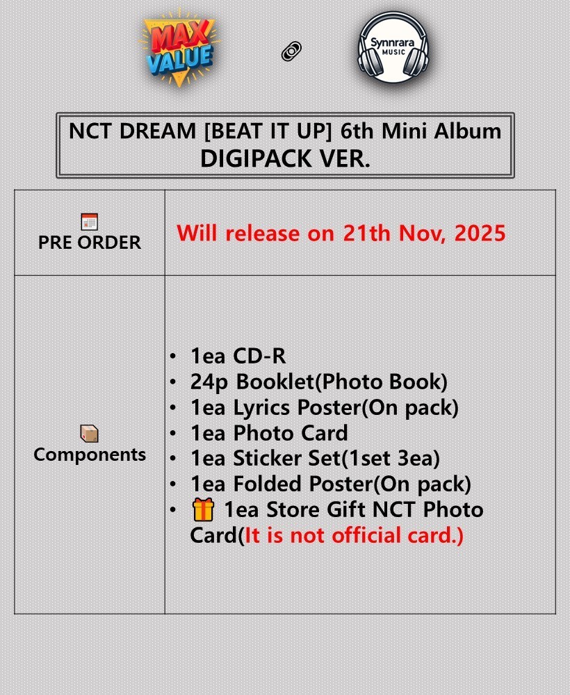 NCT DREAM BEAT IT UP 6th Mini Album DIGIPACK Ver/CD+Photo Book+