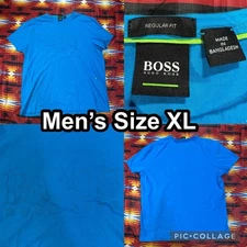 Boss Hugo Boss Crew Neck Short Sleeve Blue T-Shirt Mens Size XL Regular Fit READ