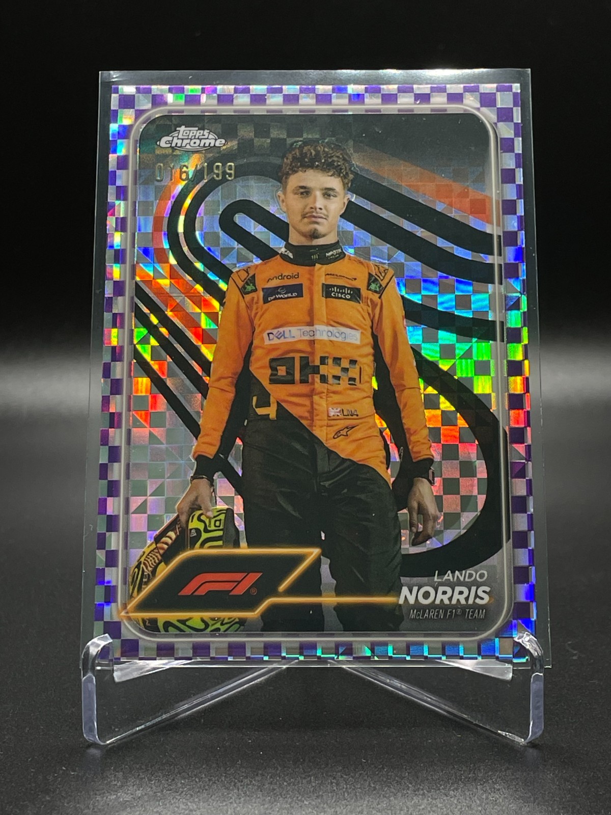 2024 Topps Chrome Formula 1 - Lando Norris #7, Purple Checker Refractor /199
