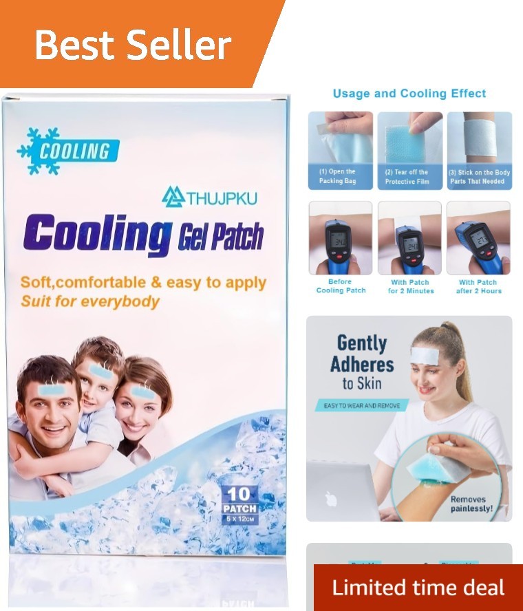 Convenient 10 Pack Cooling Patches - Natural Hydrogel for In