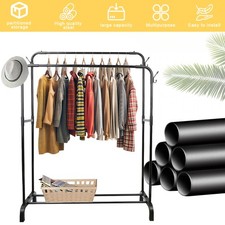 Bodenstehender Doppelstangen Kleiderständer Kleiderstange für Schlafzimmer 4Hake