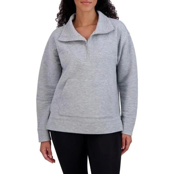 Kirkland Signature Women's XS Ottoman Half-Zip Sweatshirt Gray