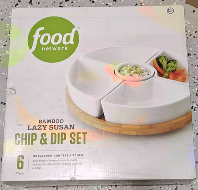 Food Network Chip and Dip Appetizer Lazy Suzan ''New'' Missing Center Bowl