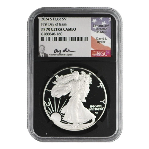 2024-S American Silver Eagle NGC PF-70 ULTRA CAMEO FDOI David Ryder Label