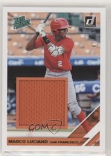 2019 Panini Donruss Rated Prospect Material Gold 47/99 Marco Luciano #RPM-ML fc1