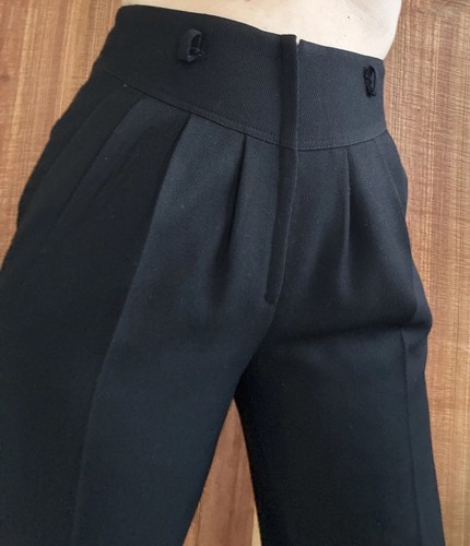 Pal Zileri, Pal Zileri Pleated Trousers Yoke Front Wool Black Lined 4 Tailored High Waist