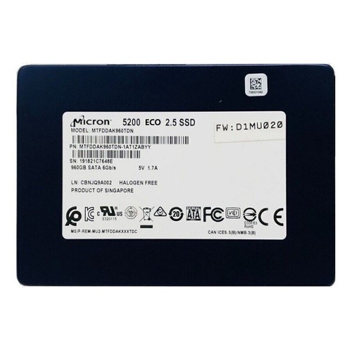 Micron 5200 ECO 960GB MTFDDAK960TDC-1AT1ZA 2.5" 6Gbps SATA Solid State Drives