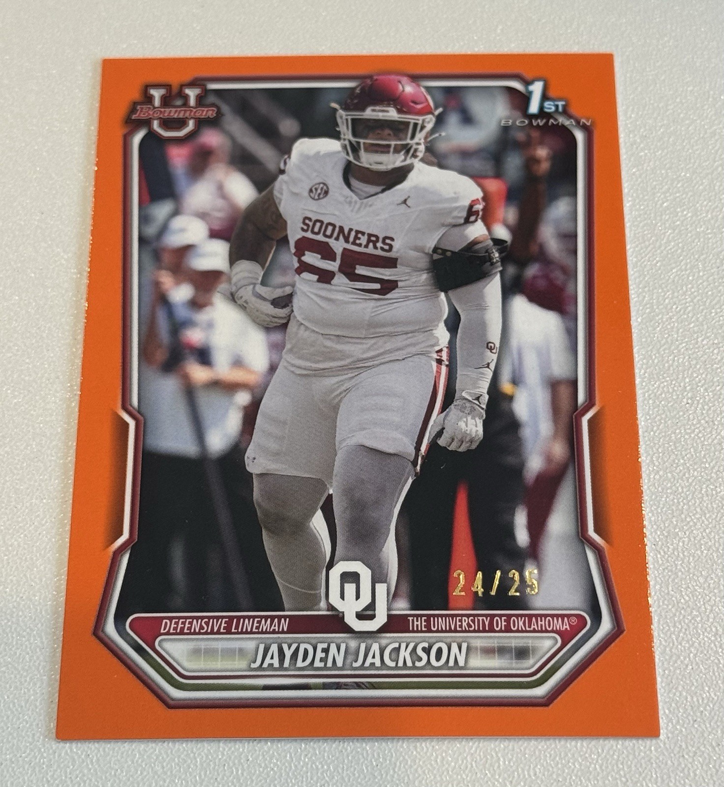 2026 Bowman Football Jayden Jackson 1st Orange Parallel SSP /25 BPP-120 Indiana