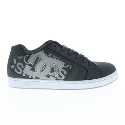 DC Net 302361-HGW Mens Gray Leather Lace Up Skate Inspired Sneakers Shoes 10.5