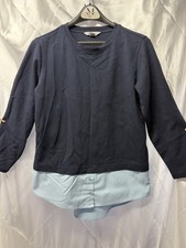NWT Athleta Layered Crewneck Sweatshirt Navy Blue Size S. H1