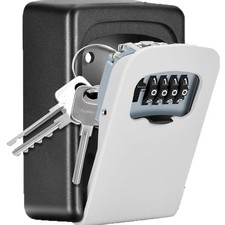 Key Lock Box Wall Mounted, 4 Digit Combination Lockbox for Outside, House Key...