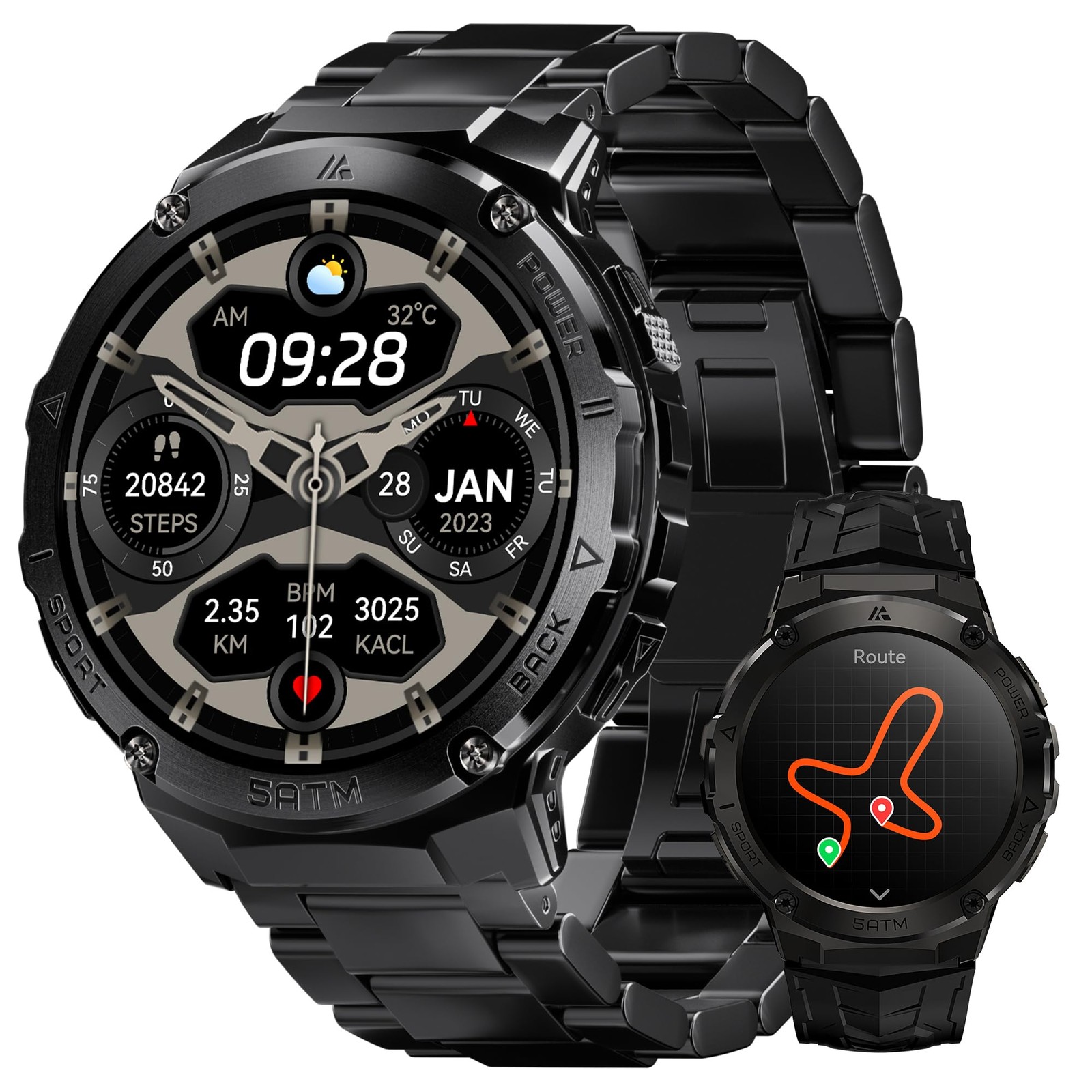 HIDAMEL Men's Smartwatch with GPS Altimeter Compass 480mAh Battery