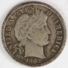 VF 1902 Barber Dime