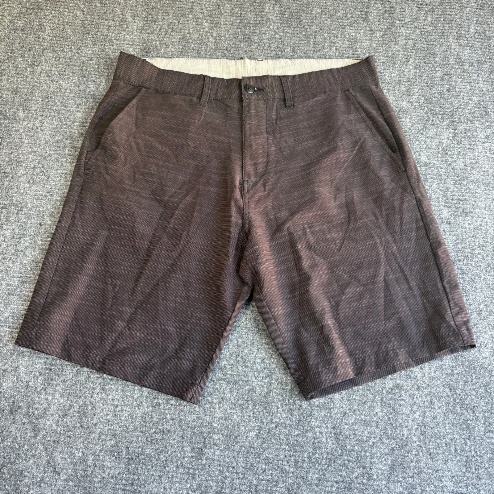 Burnside Mens Size 36 Brown Heathered Hybrid Walk Shorts Quick Dry Boardshorts