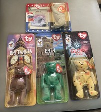 Vintage Lot of 4 Ty Beanie Babies International Bears  Elephant 90  s McDonald  s