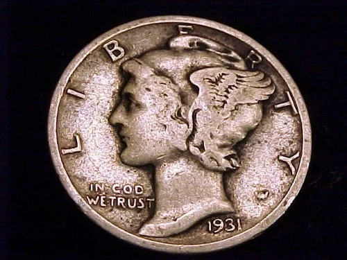 1931-P  Mercury Dime, a Very Good  grade coin