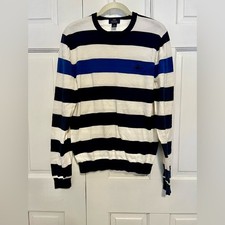 Brooks Brothers 346 Supima Cotton Striped Rugby Pullover Sweater Blue White M
