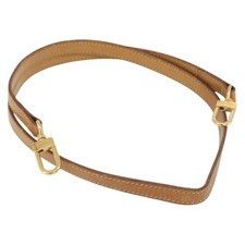 LOUIS VUITTON Shoulder Strap Leather 44.5" Beige LV Auth BA10699