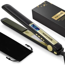 Hair Straightener, 100% Pure Titanium Flat Iron Hair Straightener Dual Voltag...