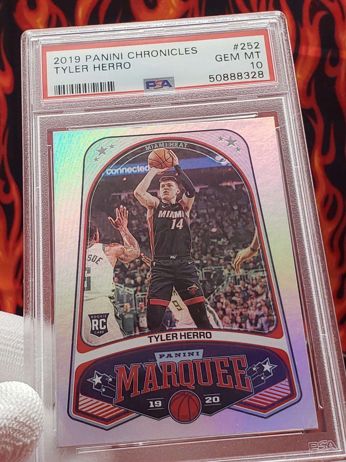 Tyler Herro 2019 Panini Marquee Chronicles 252 Rookie Basketball Card [PSA 10GM] view 2