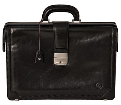 MAXWELL SCOTT The Basilio Mens Executive Black Leather Briefcase w Key ITALY