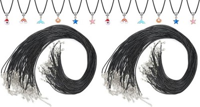 50Pcs Black Waxed Cotton Cord for Jewelry Making and Beading Supplies
