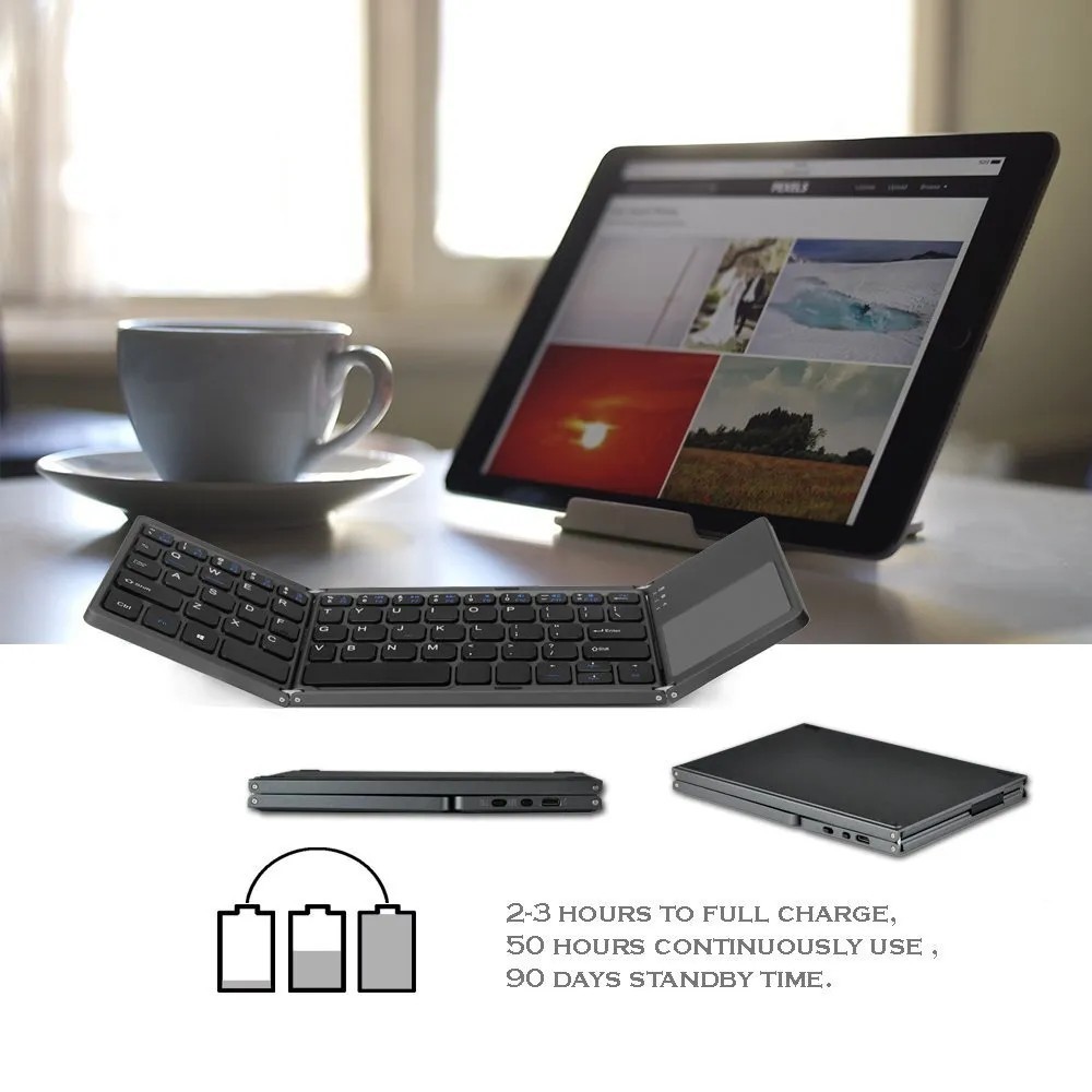 Mini Folding Wireless Bluetooth Keyboard With Touchpad for Laptop Tablet Phone
