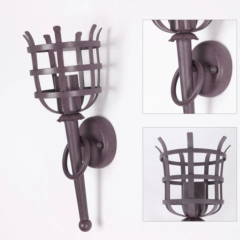 Wandleuchte Wandfackel Fackelleuchte 230V Wandlampe Rostoptik E27 Rustikal  - Bild 4 von 4