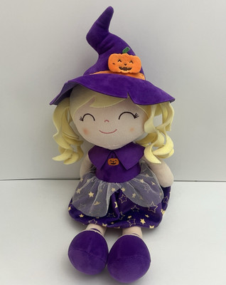 Gloveleya Halloween Witch Girl Plush Stuffed Plush Doll 18'' Blonde Curly Hair