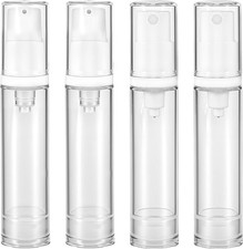 4 Pcs Empty Airless Pump Bottles, Refillable Clear Travel Pump Bottle Lotion