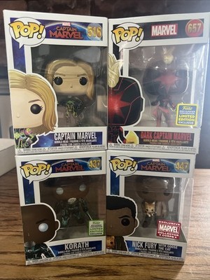 3-Funko Pop! Vinyl: Caption Marvel -2 Comic-Con Exclusive & Marvel Exclusive ￼