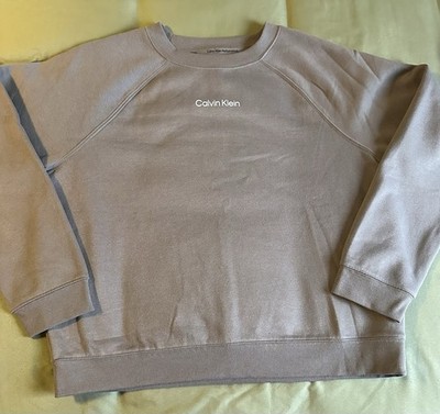 Calvin Klein Performance Women s Gray Logo Crewneck Fleece Sweatshirt L