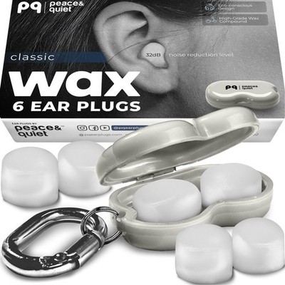 PQ Wax Ear Plugs for Sleep - 6 Silicone 6 count (Pack of 1), Classic