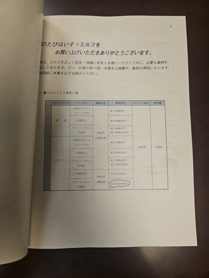 Manual del propietario de fábrica Isuzu Elf 150 en japonés. Original Buen Estado Foto 3 de 4