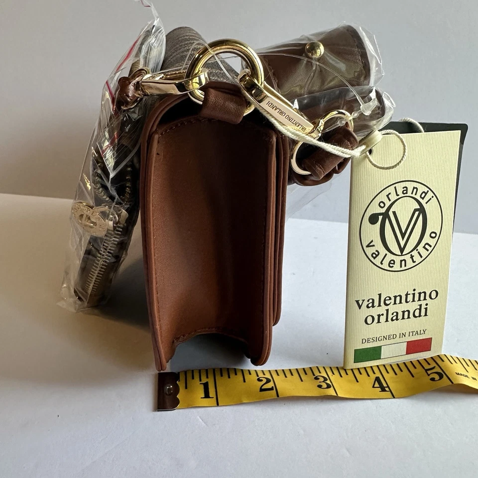 Nuevo con etiquetas Bolso Bandolera Pequeño Valentino Orlandi Monograma Marrón y Tostado con Cartera Bolsa Foto 4 de 4