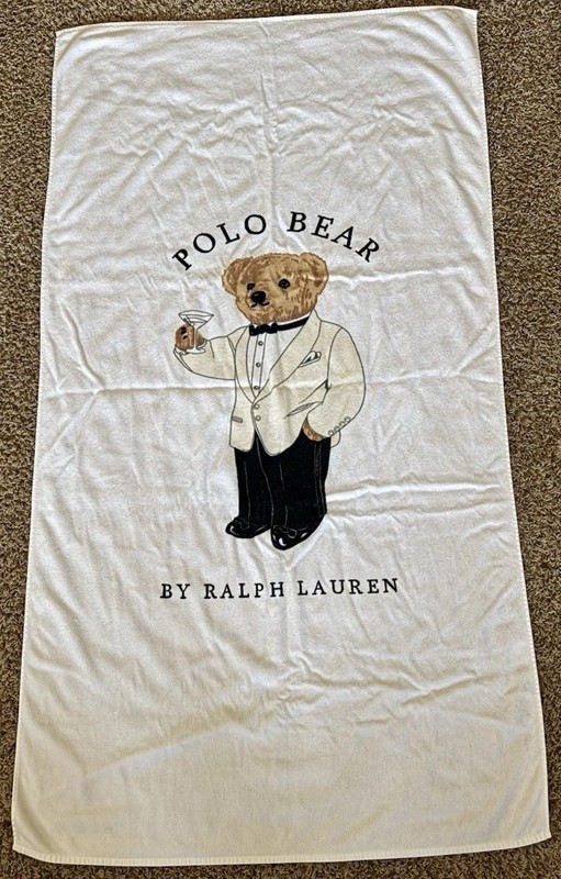 POLO BEAR RALPH LAUREN Tuxedo Vintage Beach Towel XL 62 X 35