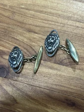 Gorgeous Vintage Sterling Silver And Brass Lion Head Cufflinks
