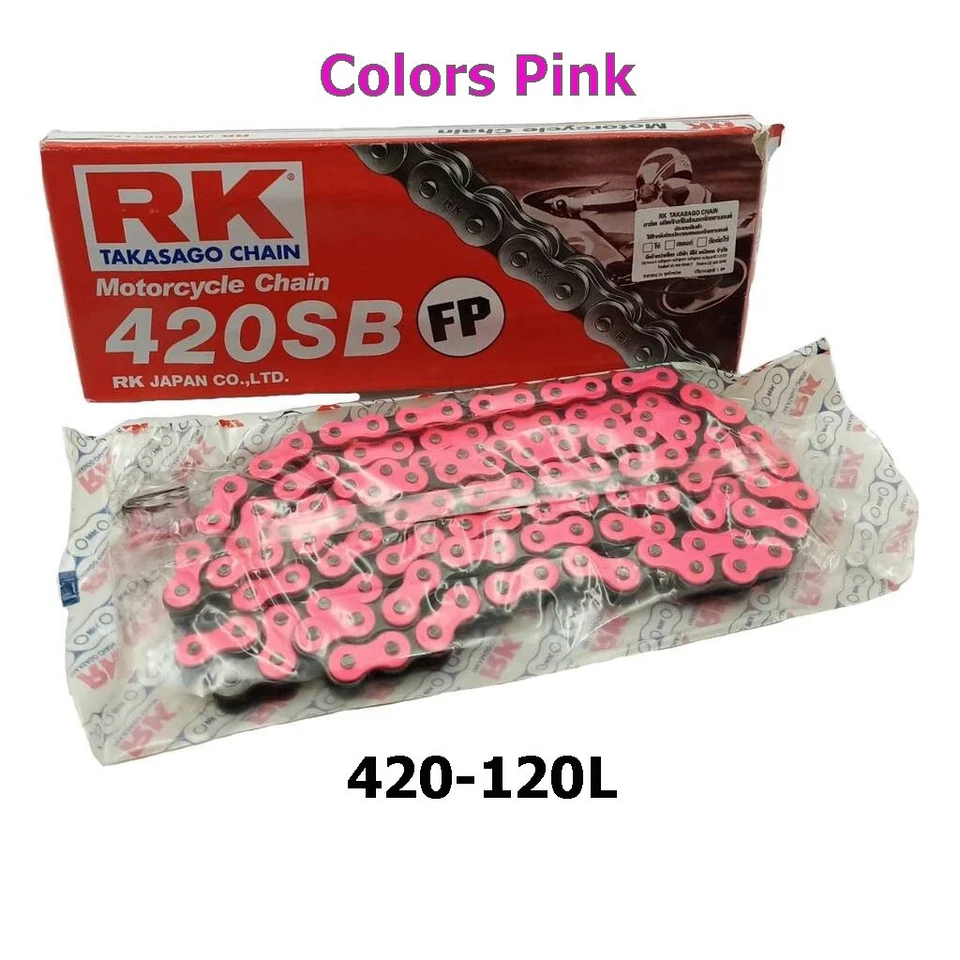 Chain Pink RK Motorcycle 420-120L Stunt Parts Accessories Road Bike Speed - Image 2 of 2