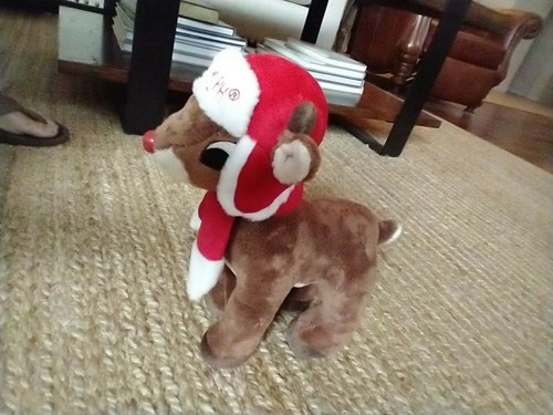 Neu Rudolph Stofftier Plüsch Rentier Mütze Schal rote Nase 12 Zoll Dan Dee Weihnachten selten - Bild 6 von 9